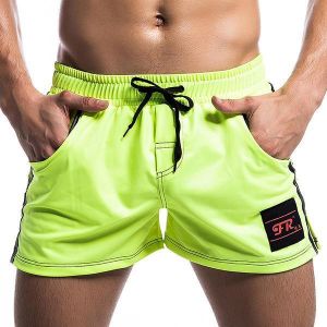 Mens Leather Elastic Waist Drawstring Home Shorts Jogging Fitness Sport Casual Shorts