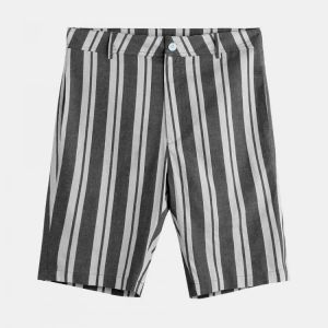 Men Sumemr Beach Stripe Breathable Big Pocket Casual Shorts