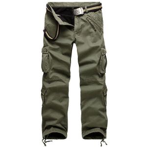 Mens Thick Polar Fleece Lined Multi Pocket Cotton Cargo Pants