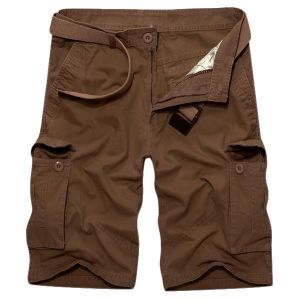 Men Casual Cotton Big Pockets Loose Cargo Military Shorts
