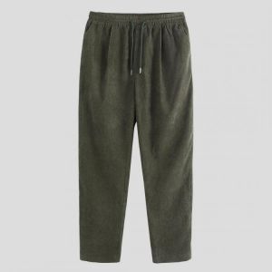 Men Corduroy Drawstring Solid Color Vintage Pants