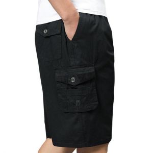 Men's Summer Large Size Loose Cargo Shorts Casual Cotton Multi Pocket Elastic Shorts Pants