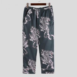 Mens Tiger Printed Comfy Long Trousers Casual Pants