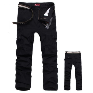 Mens Outdoor Leisure Cargo Pants Extra Large Pockets Straight Leg Trousers