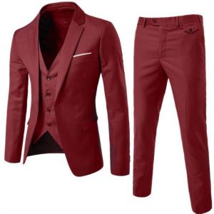 Mens High Quality Business Casual Three Piece Groom Suit Blazers