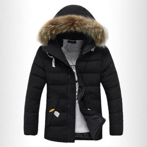 Mens Windproof Winter Thick Warm Furry Hood Parka Jacket