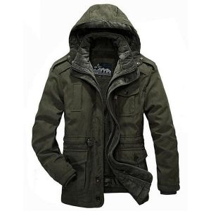 Mens Reversible Winter Outdoor Casual Thickened Coats Warm Big Size Hooded Jacket
