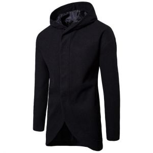 Mens Business Hooded Single Breasted Casual Mid Long Trench Coats