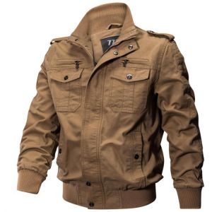 Mens Outdoor Tactical Washed Cotton Pockets Plus Size Military Jacket