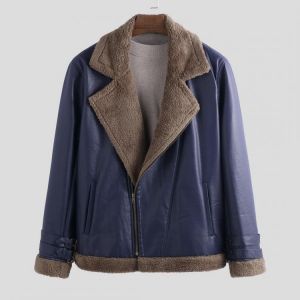 Mens Fashion Diagonal Zipper Solid Color Thickened Warm Casual Coats