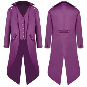 Mens Vintage Wedding Banquet Tuxedo Mid Long Cosplay Fashion Blazers
