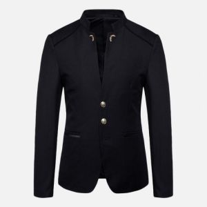 Mens Stylish Stand Collar Slim Suit Jacket Blazers