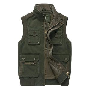Mens Plus Size XS-5XL Casual Outdoor Cotton Multi Functions Loose Vest