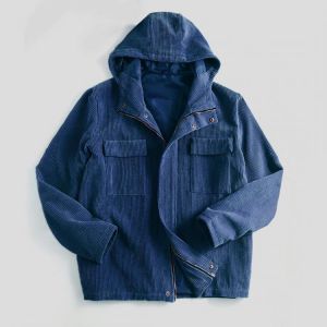 Mens Vintage Corduroy Hooded Practical Pockets Long Sleeve Casual Jacket
