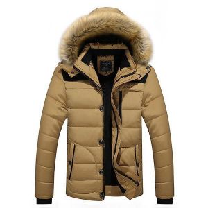 Mens Thick Winter Hooded Detachable Casual Splice Big Size Jacket Stand Collar Coat