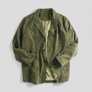 Mens Vintage Chest Pocket Corduroy Warm Long Sleeve Causal Jacket
