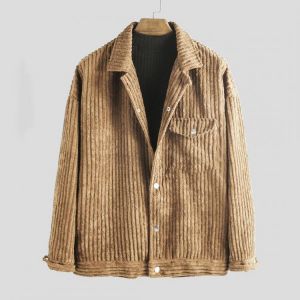 Mens Vintage Corduroy Pocket Thick Warm Long Sleeve Casual Jacket