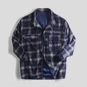 Mens Vintage Corduroy Buttons Single Breasted Solid Color Casual Jacket