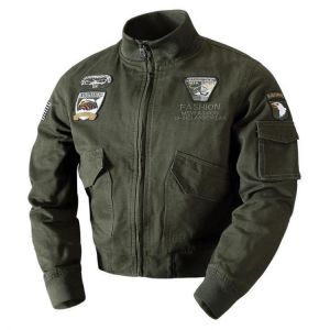 Mens Embroidery Outdoor Military Epaulet Stand Color Autumn Jacket