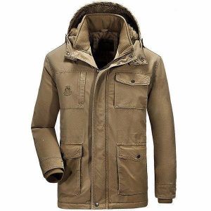 Winter Velvet Plus Thick Warm Detachable Hood Cotton Men Jacket Parkas