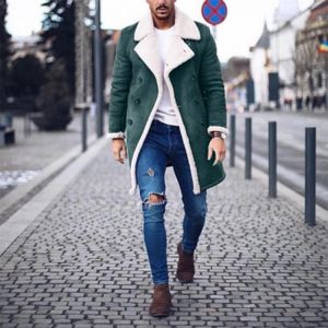 Mens Woolen Pockets Thick Warm Single Breasted Mid Long Casual Coats