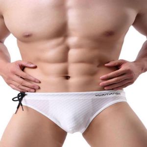 Drawstring Solid Color Swimwear Underwear Briefs for Men