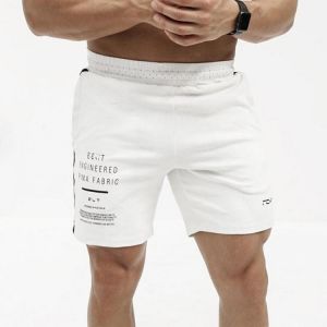 Mens Cotton Moisture Wicking Letters Printing Sports Shorts Solid Color Breathable Gym Bottoms