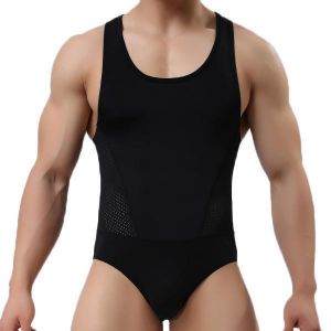 Men's Sexy Bodysuit Wrestling Onesie Transparent Mesh Lingerie Wrestling Leotard Hot Body Suits