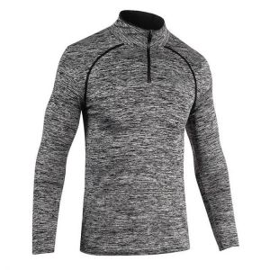 Men&#039;s Sportswear Long Sleeve Zipper Neck T-Shirts Stretch Fitness Tight Quick-drying Warm Blazer