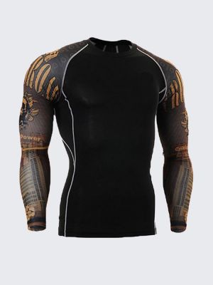 Men Quick Drying Tight Sports GYM Training Running Pattern Long Sleeve T-Shirts