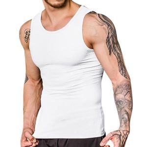 shopping בגדי ספורט Men&#039;s Thread Body Sculpting Tights Vest Sexy High Elastic Waist Tummy Tuck Sport Tank Tops