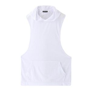 shopping בגדי ספורט Stylish Men&#039;s Hooded Sleeveless Loose Vest Solid Color Fitness Tank Tops