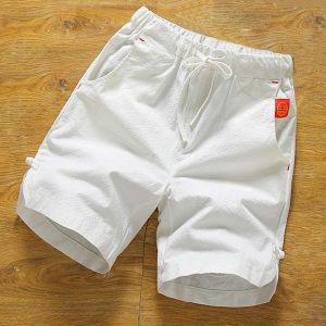 shopping בגדי ים Casual Drawstring Solid Color Comfy Cotton Linen Board Shorts