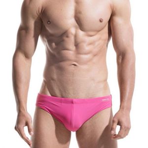 Mens Front Padded Solid Color Sexy Low Rise Swimwear Briefs Swimming Trunks