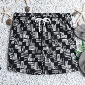 Men Colorful Stripe Drawstring Hawaiian Board Shorts