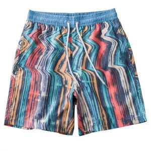 Men Colorful Stripe Design Beach Quick Drying Breathbale Board Shorts