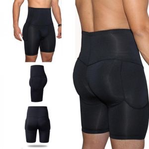 Mens High Waist Compression Underwear Butt Lifting Shapewear Body Shaper with Pads