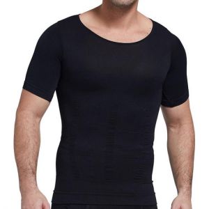 Men Slim Abdomen Compression Bodybuilding O Neck UnderShirt Shapewear