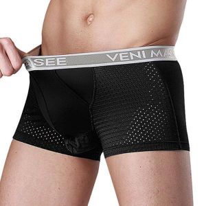 Scrotum Separation Boxer Briefs Ice Silk Mesh Breathable Antibacterial Comfy Underwear for Men