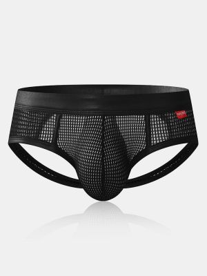 shopping הלבשה תחתונה Men Crotchless Thongs Nylon Breathable Solid Color Low Rise Home Underwear