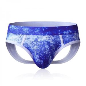 Mens Double Panties Stylish 3D Printing Butt Lifting U Convex Pouch Thongs Underwear