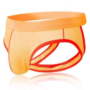 Mens Mesh Breathable U Convex Pouch Contrast Color Thongs Attractive Underwear