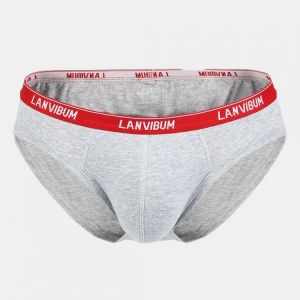 Mens Low Rise Red Waistband Briefs Cotton Comfortable Plain Underwear With Pouch