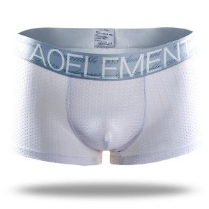 Ice Silk Mesh Breathable U Convex Soft Comfy Boxer Briefs Underwear for Men