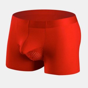 Mens Divided Place Mesh Pouch Boxer Briefs Modal Breathable Plain Underwear