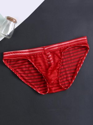 Mens Striped Boxer Briefs Mesh Shorts Pants Underwear