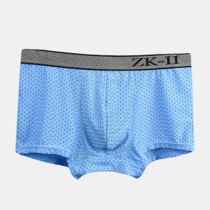 Men Ice Silk Underwear Mesh Holes Breathable Pouch Boxer Briefs