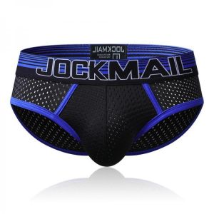 Jockmail Men Mesh Breathable Underwear Patchwork Contrast Color U Convex Briefs