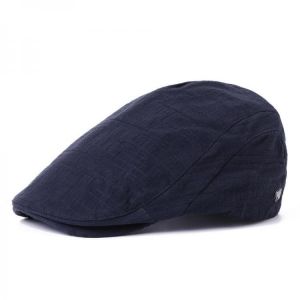 Men Unisex Vintage Pleated Stripes Forward Peaked Cap Jacquard Adjustable Newsboy Hat