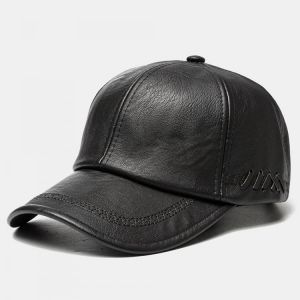Men PU Leather Vintage Baseball Cap Personality With Woven Hat